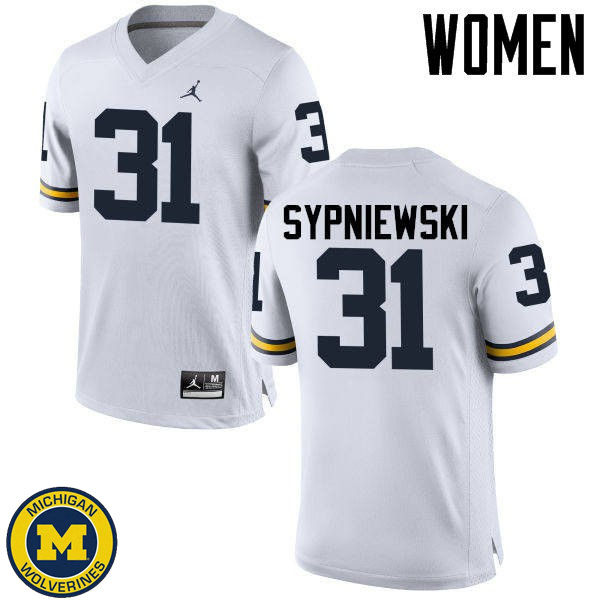 Women Michigan Wolverines #31 Scott Sypniewski White University Football Jersey